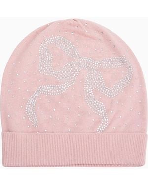 LoveShackFancy Yzabelle Rhinestone Bow Beanie - Pink