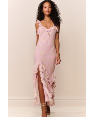 sachin and babi light blue dress One Shoulder Asymmetric Midi Dress In Champagne | Goddiva main image 0