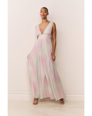 LoveShackFancy Madeleine Pastel Tie-Dye Chiffon Maxi Dress For - Pink