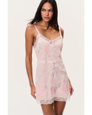 LoveShackFancy Nouvelle Embroidered Butterfly Mini Dress For - Pink