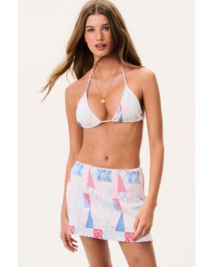 LoveShackFancy Arwen Patchwork Print Swim Skirt For - White