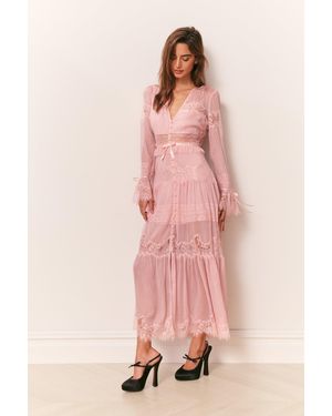 LoveShackFancy Marinetta Polka Dot Lace-Trim Maxi Dress For - Pink