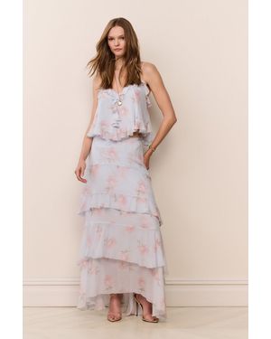 LoveShackFancy Soleia Floral Chiffon Maxi Skirt - Pink