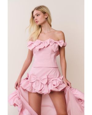 LoveShackFancy Winston Silk Taffeta Bow Top For - Pink