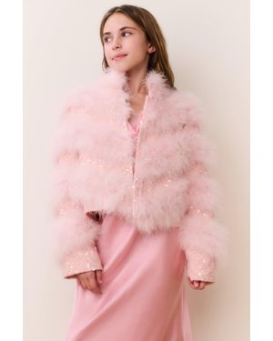 LoveShackFancy Tween Trislyn Feather Sequin Jacket For - Pink