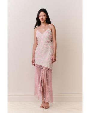 LoveShackFancy Evalette Floral Fringe Maxi Dress For - Pink