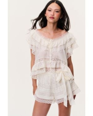 LoveShackFancy Emanuela Silk Lace Shorts For - Multicolor