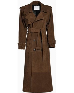LoveShackFancy Susanna Chow Madison Suede Trench For - Brown