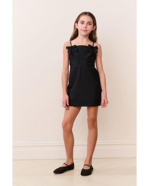 LoveShackFancy Tween Venta Bow Mini Dress For - Black