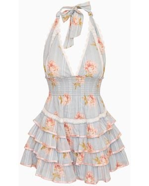 LoveShackFancy Kerch Cotton Peony Print Mini Dress For - White