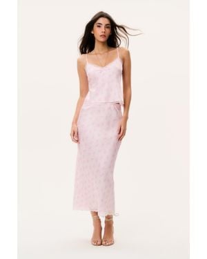 LoveShackFancy Castle Silk-Blend Floral Maxi Skirt For - Pink