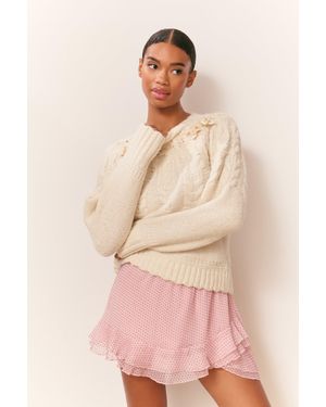 LoveShackFancy Kloss Alpaca-Blend Ribbon Pullover For in Pink | Lyst