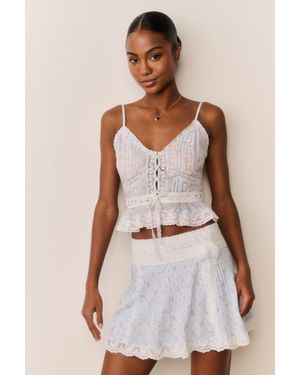 LoveShackFancy Solena Floral Cotton Mini Skirt For - White