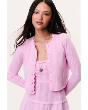 LoveShackFancy Nadiya Stretch Pointelle Cardigan For - Pink