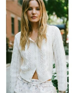LoveShackFancy Dione Alpaca-Blend Ribbon Cardigan For - Natural
