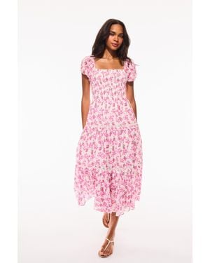 LoveShackFancy Masie Summer Heirloom Print Midi Dress For - Pink