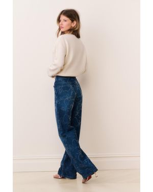 LoveShackFancy Dessa Crystal Bow Jeans For - Blue