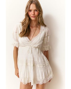 LoveShackFancy Docila Cotton Mini Dress in White | Lyst