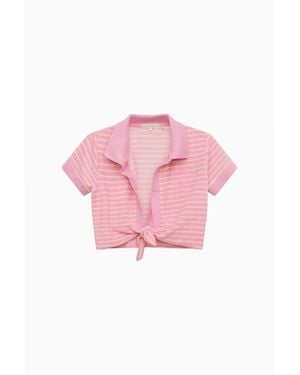 LoveShackFancy Waverlynn Cropped Terry Stripe Polo For - Multicolor