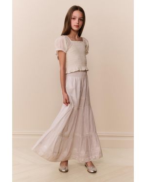 LoveShackFancy Tween Cotton Tiered Sampaio Maxi Skirt For - Natural