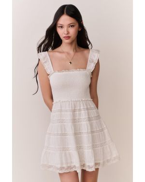 LoveShackFancy Colbera Lace-Trimmed Cotton Mini Dress For - Natural