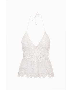 LoveShackFancy Neria Crochet Eyelet Halter Top For - White