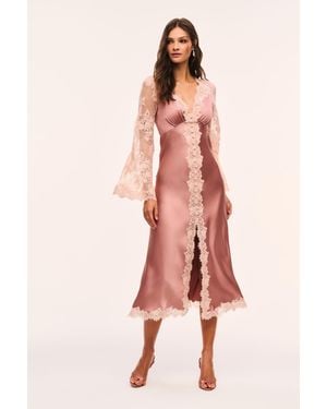 LoveShackFancy Vittoria Satin And Lace Midi Dress For - Pink
