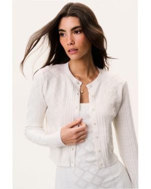 LoveShackFancy Laken Cotton Pointelle Cardigan For - White