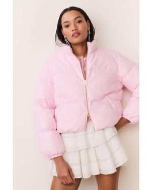 LoveShackFancy Celesta Lace Puffer Jacket For - Pink