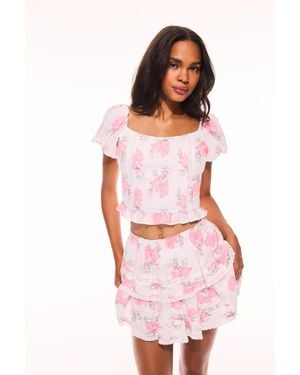 LoveShackFancy Breonna Summer Heirloom Print Top For - Red