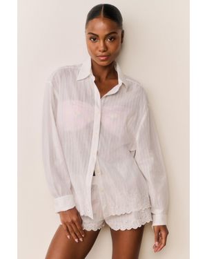 LoveShackFancy Montane Embroidered Cotton Shirt For - Natural