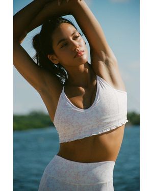 LoveShackFancy Erza Bow Print Active Bra For - Blue