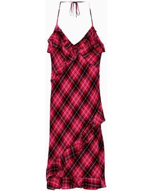 LoveShackFancy X Printed Chiffon Cascade Ruffle Midi Dress For - Red
