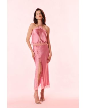 LoveShackFancy Calder Silk-Blend Maxi Slip Skirt For - Pink