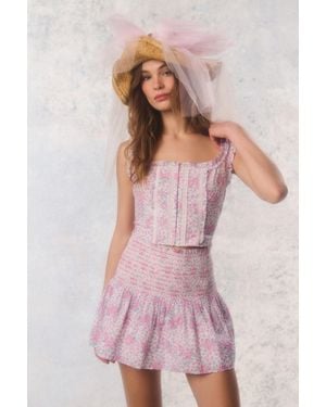 LoveShackFancy Re-Edition Georgie Floral Cotton Bustier For - Pink