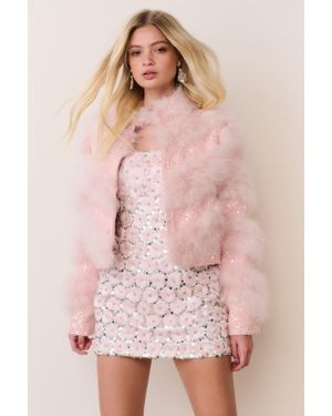 LoveShackFancy Curran Feather & Sequin Jacket For - Pink