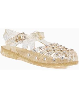 LoveShackFancy Loeffler Randall Rhinestone Jelly Sandals For - White