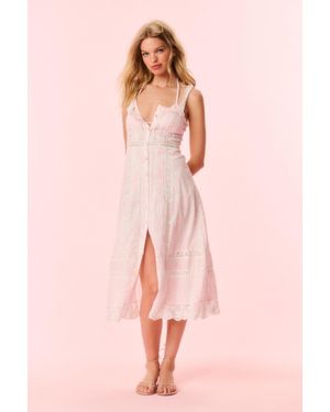 LoveShackFancy Judalon Cotton Midi Dress For - Pink