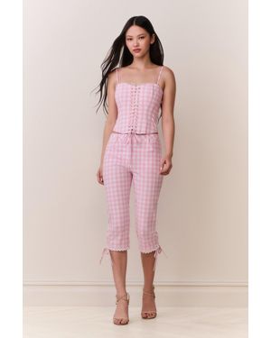 LoveShackFancy Elarose Gingham Capri Pant For - Pink
