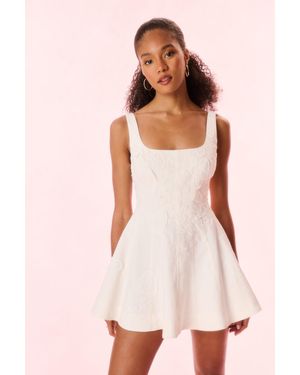 LoveShackFancy Vionne Denim Embroidered Mini Dress For - Pink