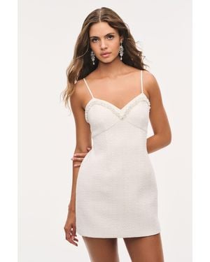 LoveShackFancy Sue Embellished Tweed Mini Dress For - White