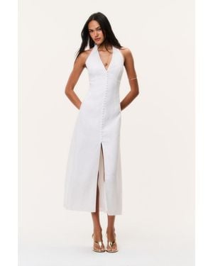 LoveShackFancy Lovis Linen Halter Maxi Dress For - Natural