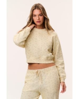 LoveShackFancy Emparo Cropped Ditsy Floral Pullover For - Natural