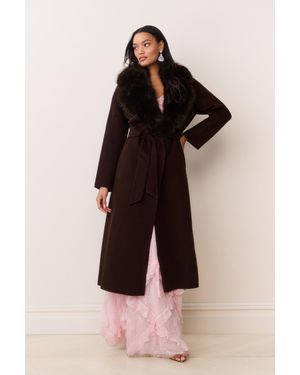 LoveShackFancy Kenzia Faux Fur Collar Wool Coat For - Multicolor