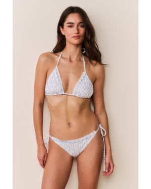 LoveShackFancy Harbor Floral Striped Bikini For - Brown