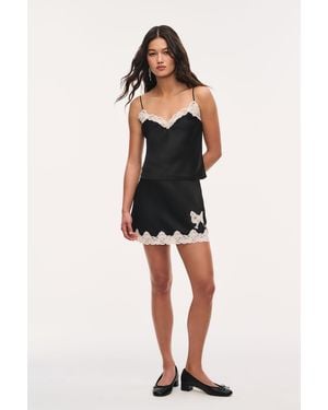 LoveShackFancy Sabrine Crepe Lace Bow Mini Skirt For - Black