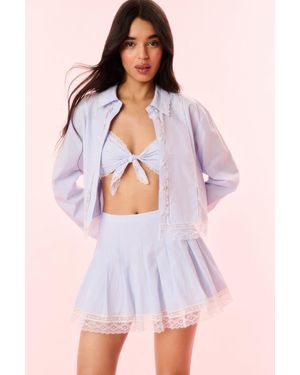 LoveShackFancy Delano Cotton Pinstripe Shirt For - Purple