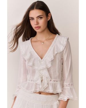 LoveShackFancy Olenna Cotton Victorian Ruffle Top For - Multicolor