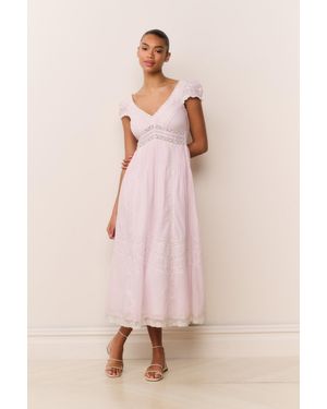 LoveShackFancy Suvi Cotton Midi Dress For - Pink