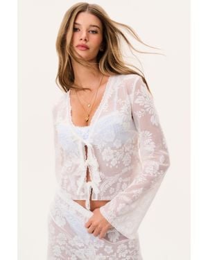 LoveShackFancy Stacellea Sheer Lace Top For - White